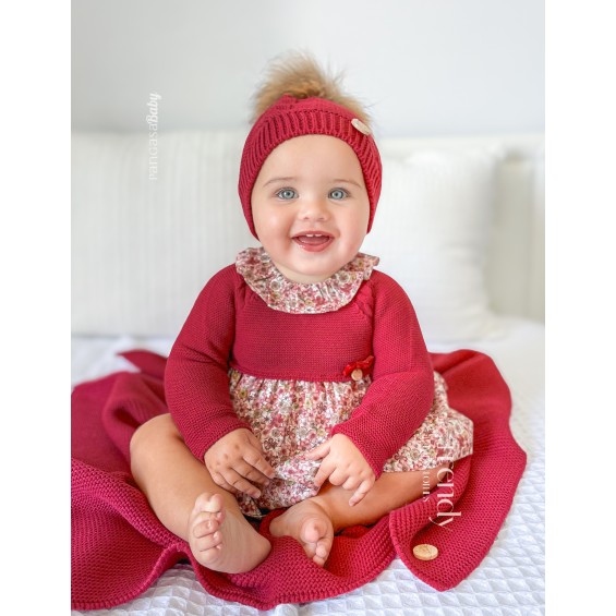 Vestido flores granate