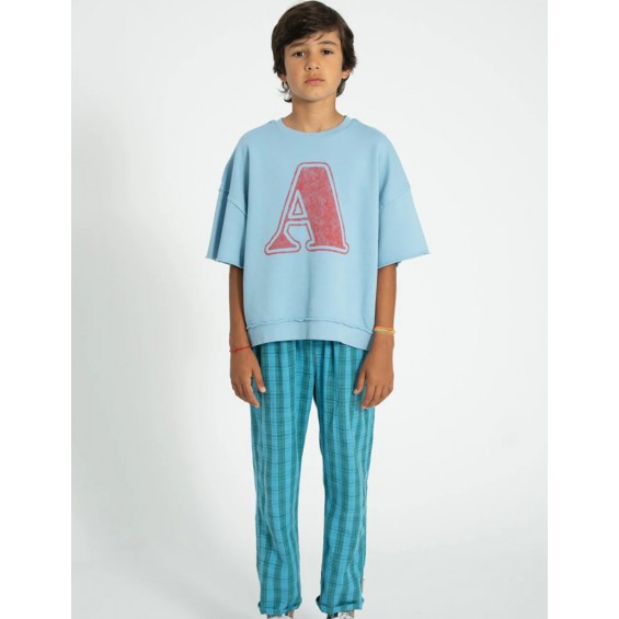 Pantalon cuadros turquesa