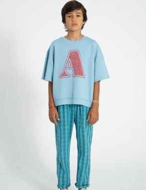 Pantalon cuadros turquesa